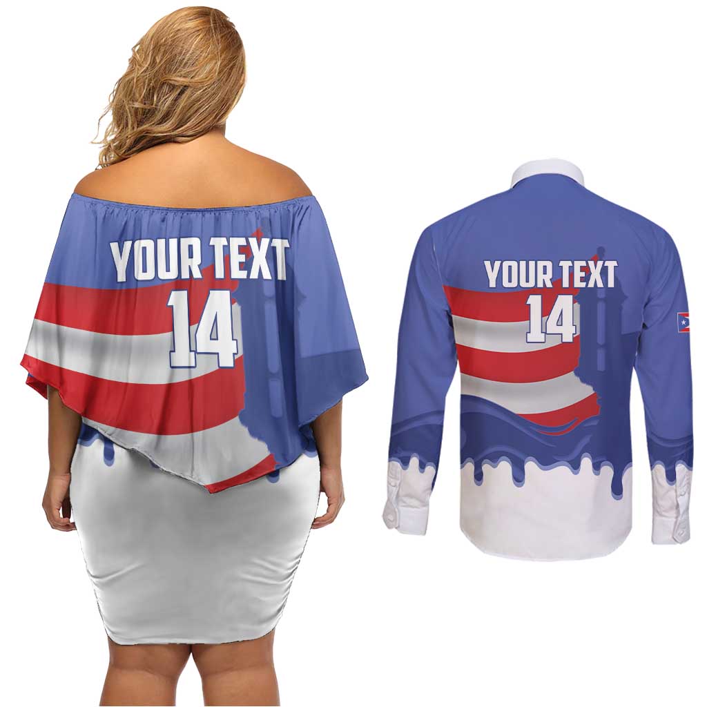 Puerto Rico 2026 Baseball Custom Couples Matching Off Shoulder Short Dress and Long Sleeve Button Shirt Go Puerto Rican El Morro Drip Style