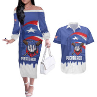 Puerto Rico 2026 Baseball Custom Couples Matching Off The Shoulder Long Sleeve Dress and Hawaiian Shirt Go Puerto Rican El Morro Drip Style