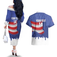 Puerto Rico 2026 Baseball Custom Couples Matching Off The Shoulder Long Sleeve Dress and Hawaiian Shirt Go Puerto Rican El Morro Drip Style