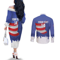 Puerto Rico 2026 Baseball Custom Couples Matching Off The Shoulder Long Sleeve Dress and Long Sleeve Button Shirt Go Puerto Rican El Morro Drip Style