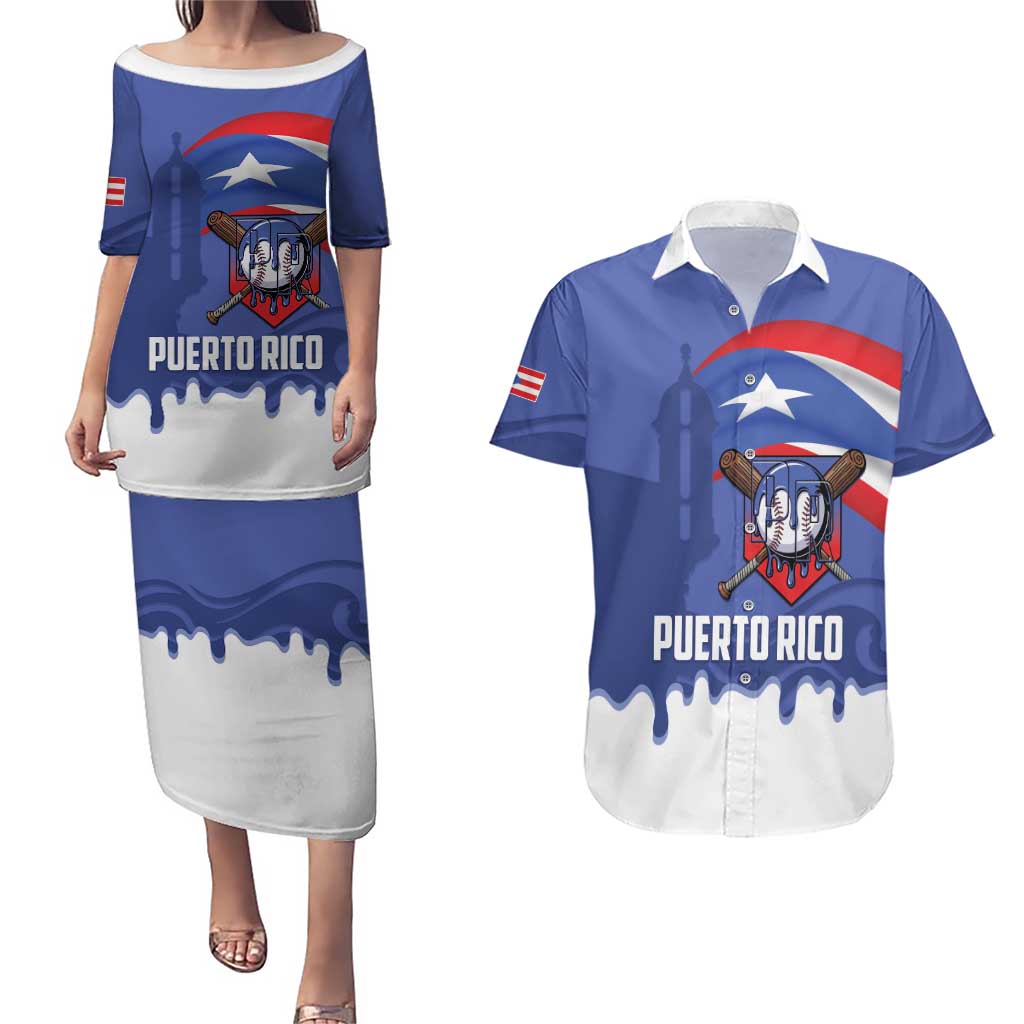 Puerto Rico 2026 Baseball Custom Couples Matching Puletasi and Hawaiian Shirt Go Puerto Rican El Morro Drip Style