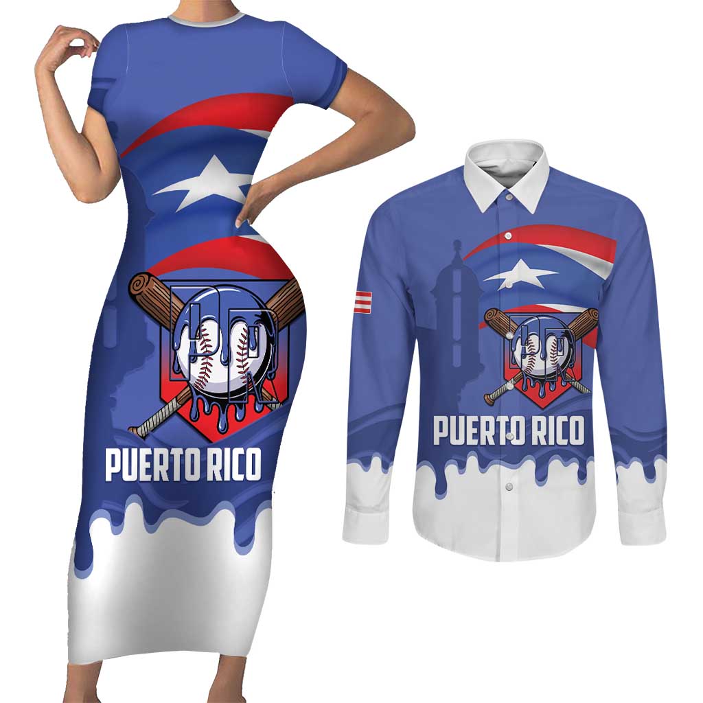 Puerto Rico 2026 Baseball Custom Couples Matching Short Sleeve Bodycon Dress and Long Sleeve Button Shirt Go Puerto Rican El Morro Drip Style