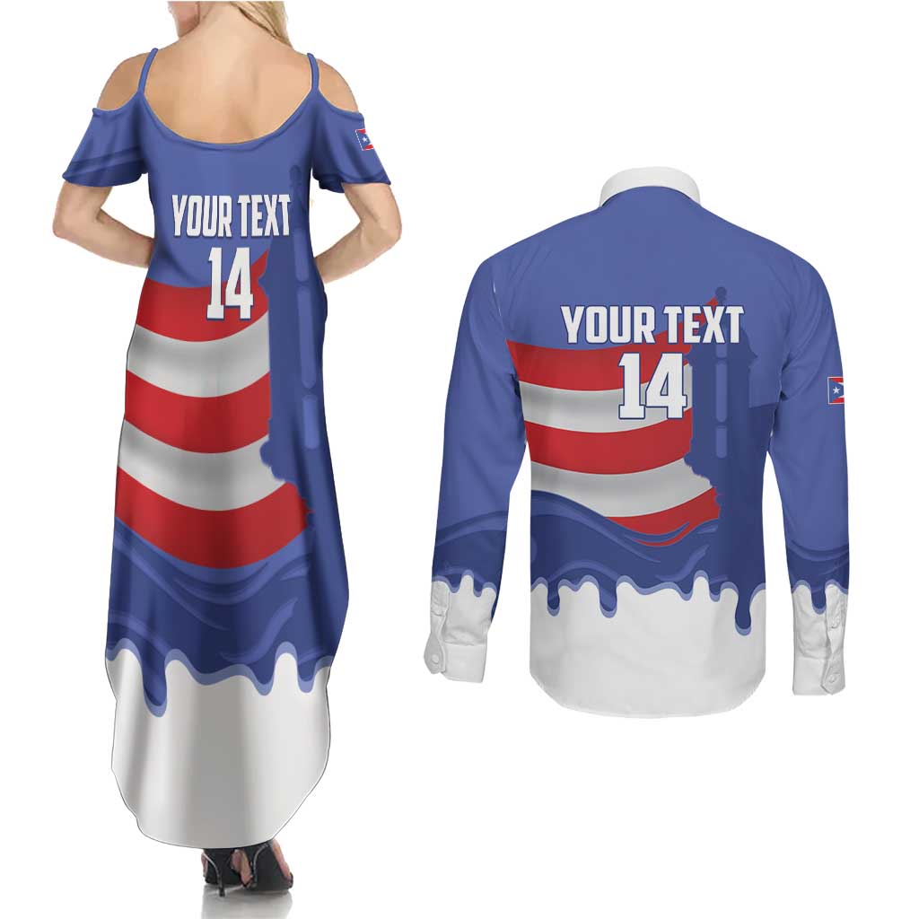 Puerto Rico 2026 Baseball Custom Couples Matching Summer Maxi Dress and Long Sleeve Button Shirt Go Puerto Rican El Morro Drip Style