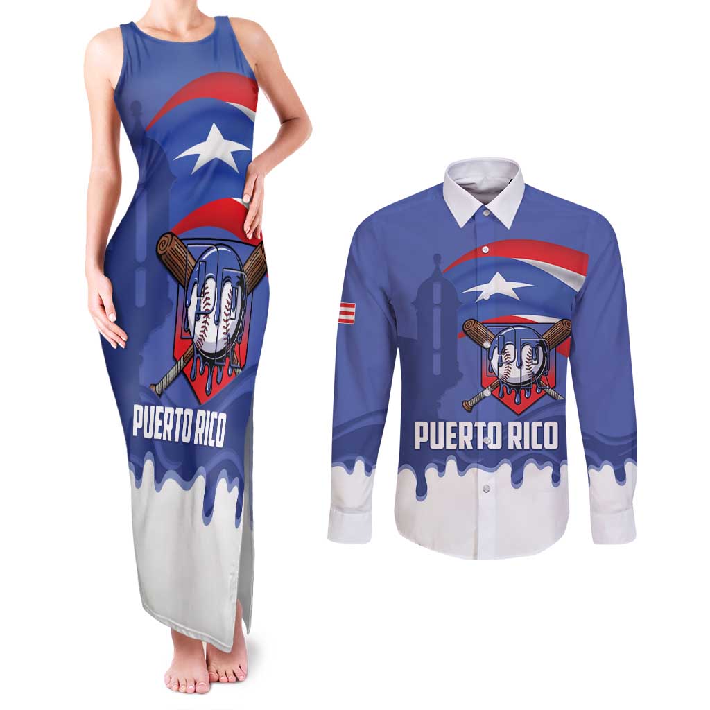 Puerto Rico 2026 Baseball Custom Couples Matching Tank Maxi Dress and Long Sleeve Button Shirt Go Puerto Rican El Morro Drip Style