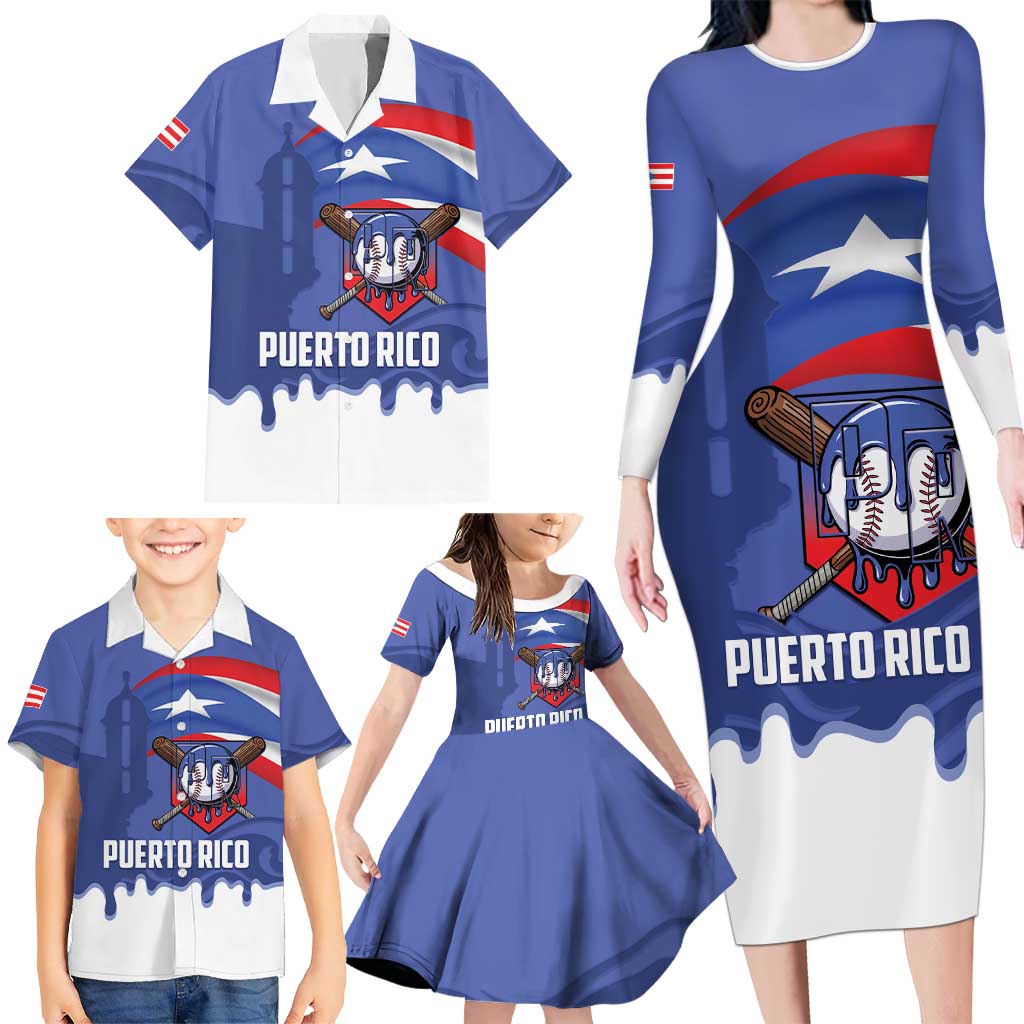 Puerto Rico 2026 Baseball Custom Family Matching Long Sleeve Bodycon Dress and Hawaiian Shirt Go Puerto Rican El Morro Drip Style
