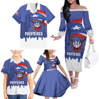 Puerto Rico 2026 Baseball Custom Family Matching Off The Shoulder Long Sleeve Dress and Hawaiian Shirt Go Puerto Rican El Morro Drip Style