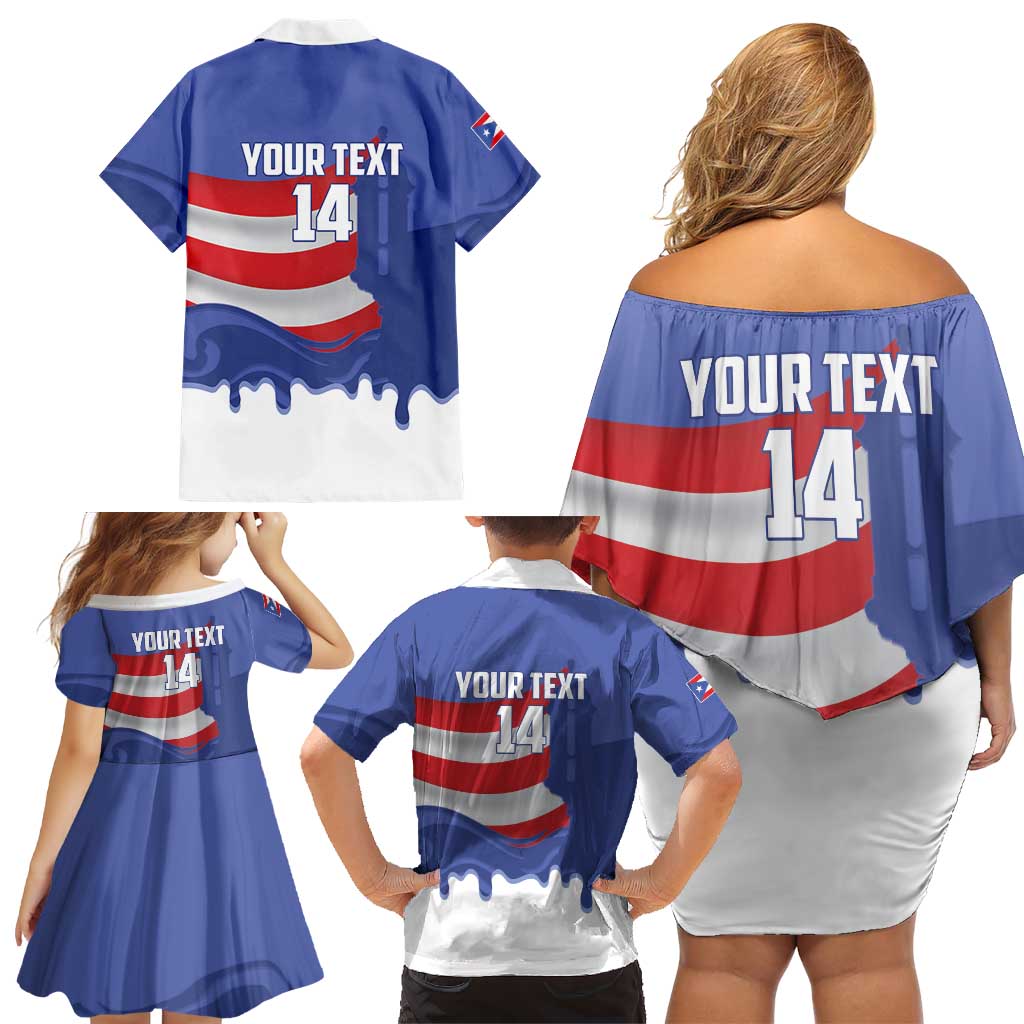 Puerto Rico 2026 Baseball Custom Family Matching Off Shoulder Short Dress and Hawaiian Shirt Go Puerto Rican El Morro Drip Style