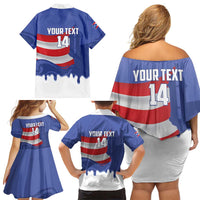 Puerto Rico 2026 Baseball Custom Family Matching Off Shoulder Short Dress and Hawaiian Shirt Go Puerto Rican El Morro Drip Style