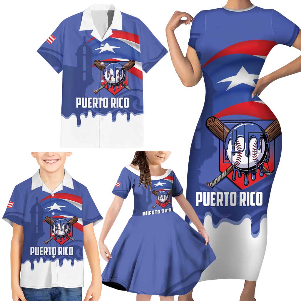 Puerto Rico 2026 Baseball Custom Family Matching Short Sleeve Bodycon Dress and Hawaiian Shirt Go Puerto Rican El Morro Drip Style