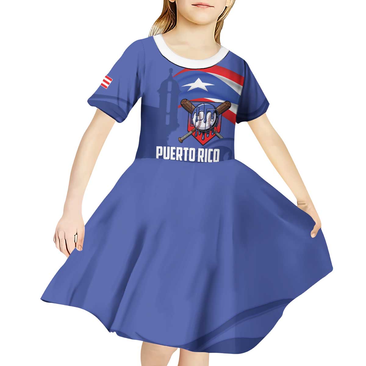 Puerto Rico 2026 Baseball Custom Kid Short Sleeve Dress Go Puerto Rican El Morro Drip Style