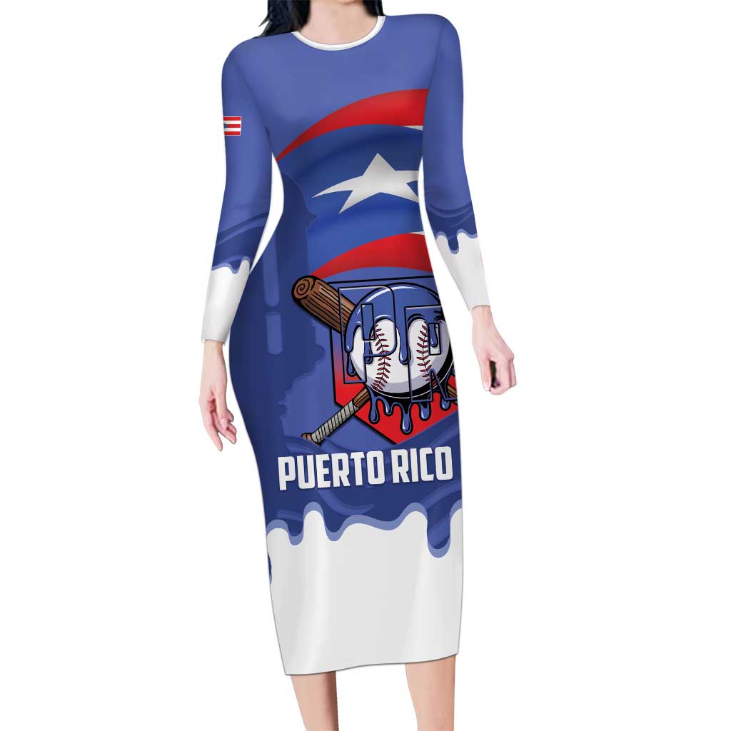 Puerto Rico 2026 Baseball Custom Long Sleeve Bodycon Dress Go Puerto Rican El Morro Drip Style