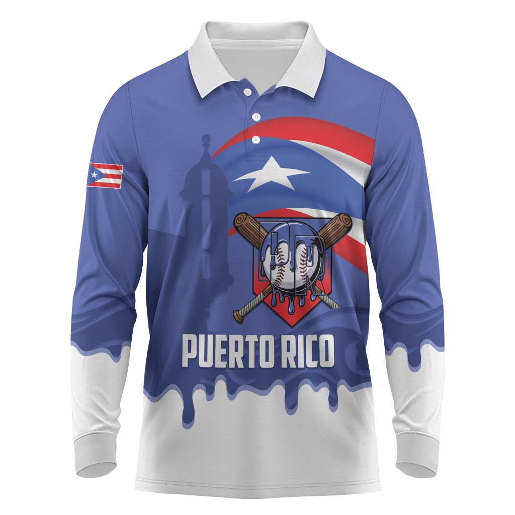 Puerto Rico 2026 Baseball Custom Long Sleeve Polo Shirt Go Puerto Rican El Morro Drip Style