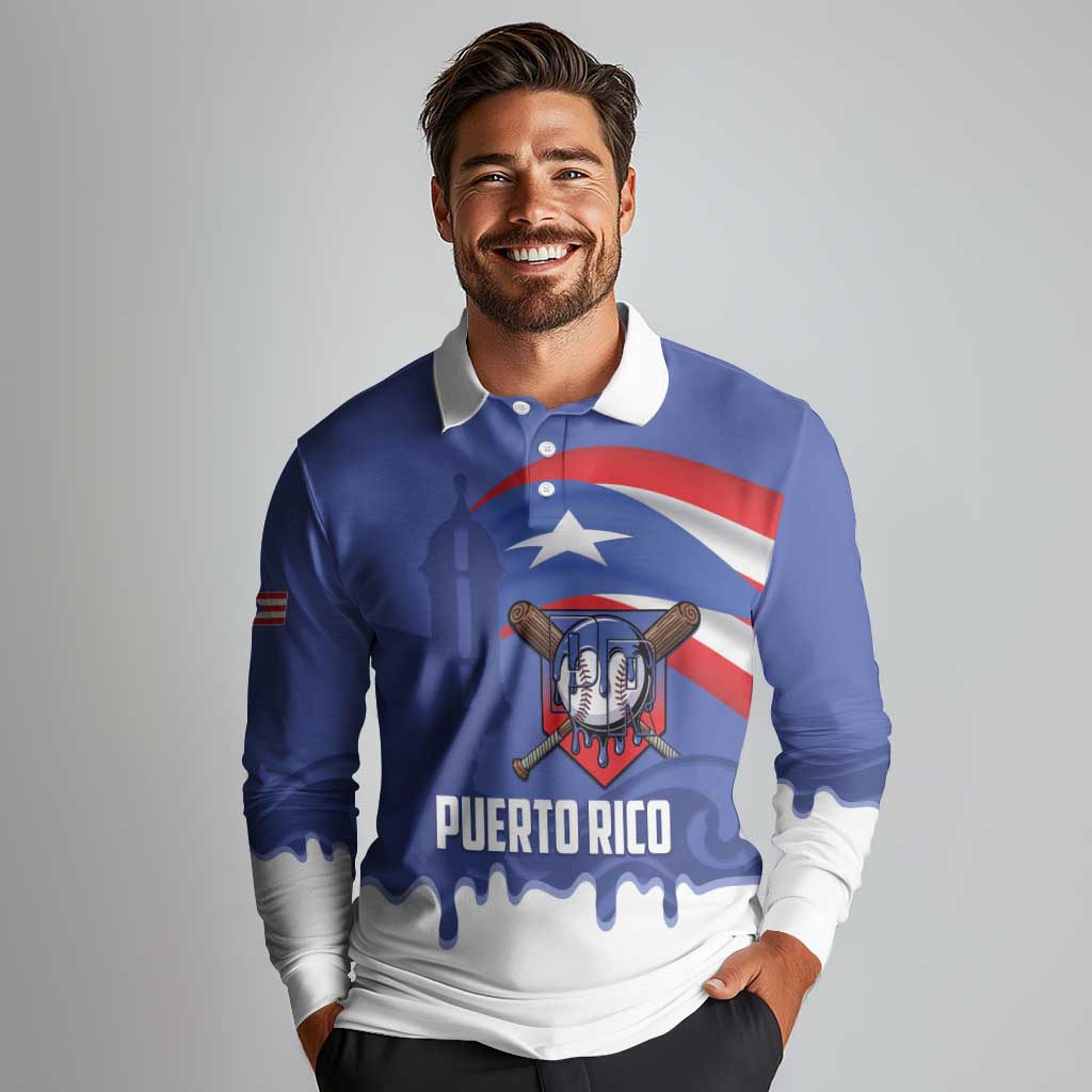 Puerto Rico 2026 Baseball Custom Long Sleeve Polo Shirt Go Puerto Rican El Morro Drip Style
