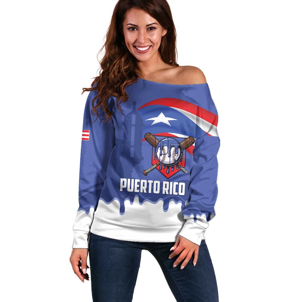 Puerto Rico 2026 Baseball Custom Off Shoulder Sweater Go Puerto Rican El Morro Drip Style