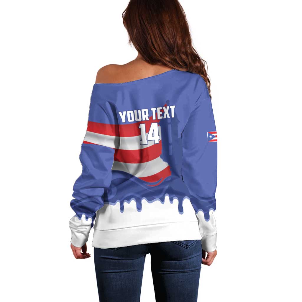 Puerto Rico 2026 Baseball Custom Off Shoulder Sweater Go Puerto Rican El Morro Drip Style
