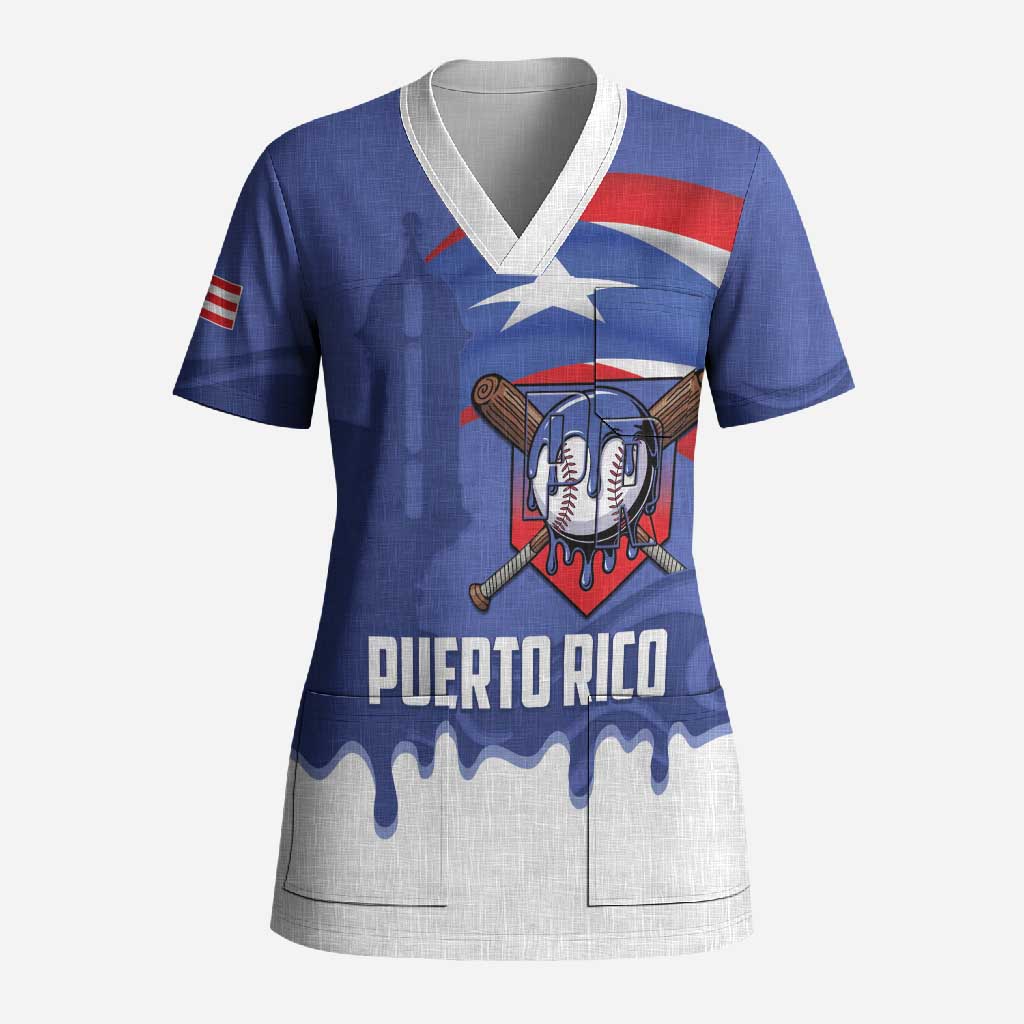 Puerto Rico 2026 Baseball Custom Scrub Top Go Puerto Rican El Morro Drip Style