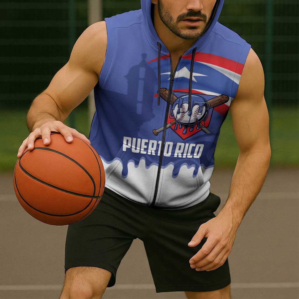 Puerto Rico 2026 Baseball Custom Sleeveless Zip Hoodie Go Puerto Rican El Morro Drip Style