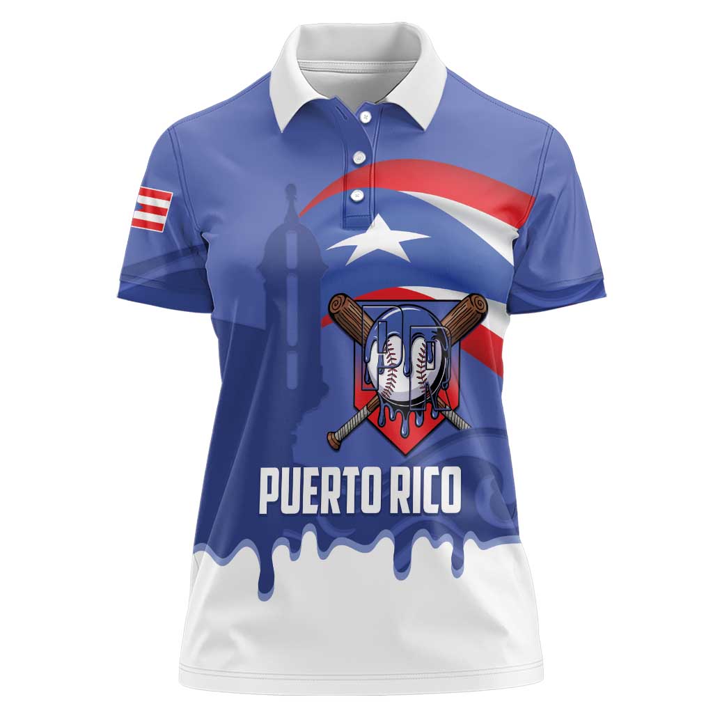 Puerto Rico 2026 Baseball Custom Women Polo Shirt Go Puerto Rican El Morro Drip Style