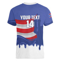 Puerto Rico 2026 Baseball Custom Women V-Neck T-Shirt Go Puerto Rican El Morro Drip Style