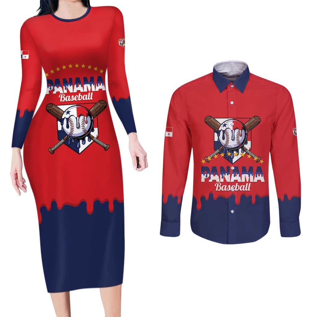 Panama 2026 Baseball Custom Couples Matching Long Sleeve Bodycon Dress and Long Sleeve Button Shirt Go Champions Drip Style
