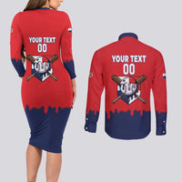 Panama 2026 Baseball Custom Couples Matching Long Sleeve Bodycon Dress and Long Sleeve Button Shirt Go Champions Drip Style