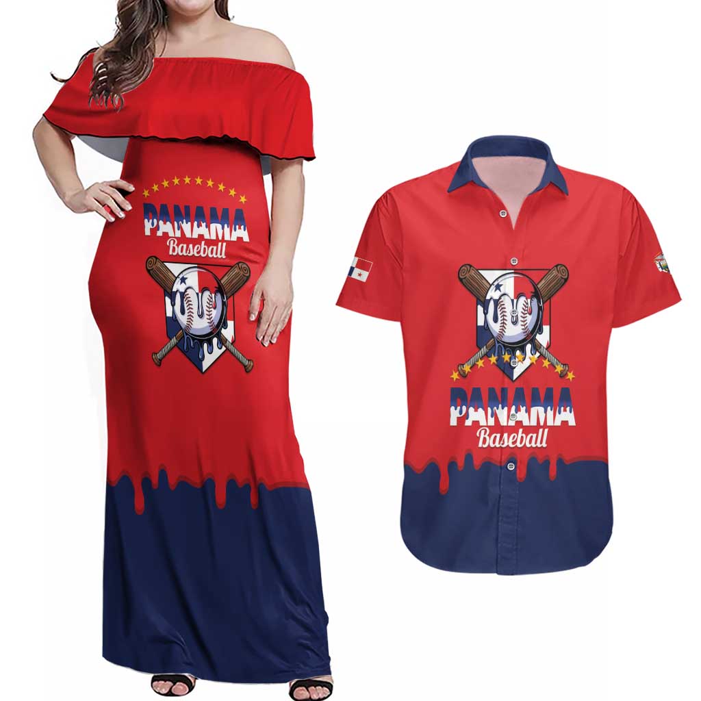 Panama 2026 Baseball Custom Couples Matching Off Shoulder Maxi Dress and Hawaiian Shirt Go Champions Drip Style