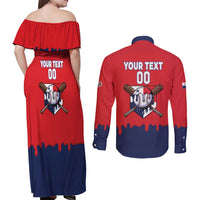 Panama 2026 Baseball Custom Couples Matching Off Shoulder Maxi Dress and Long Sleeve Button Shirt Go Champions Drip Style