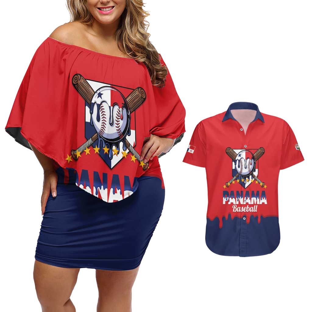Panama 2026 Baseball Custom Couples Matching Off Shoulder Short Dress and Hawaiian Shirt Go Champions Drip Style