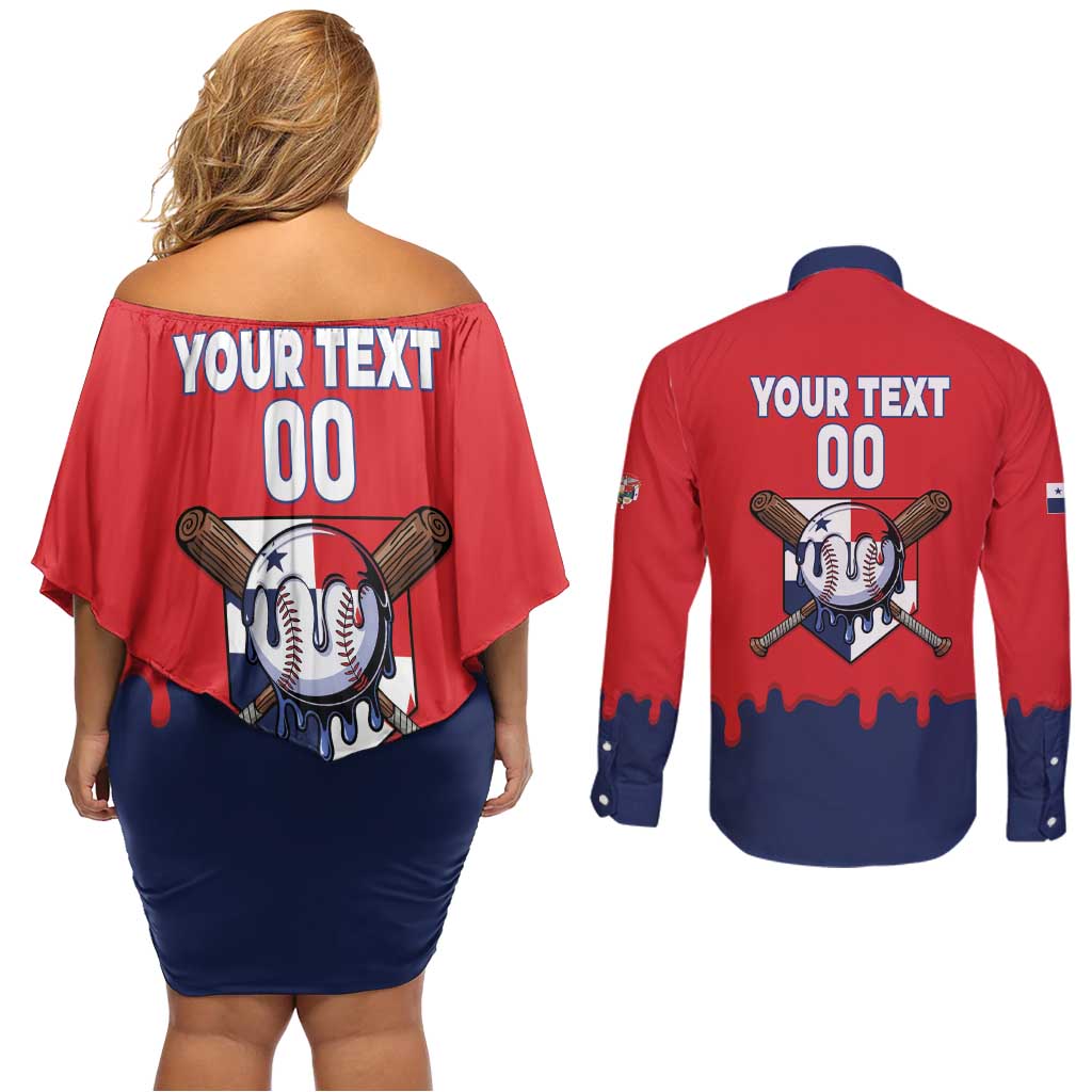 Panama 2026 Baseball Custom Couples Matching Off Shoulder Short Dress and Long Sleeve Button Shirt Go Champions Drip Style