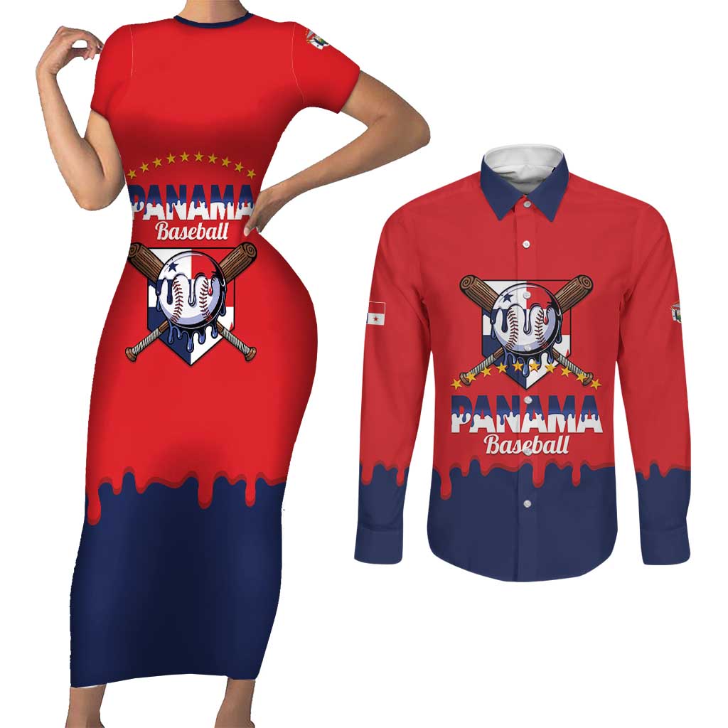 Panama 2026 Baseball Custom Couples Matching Short Sleeve Bodycon Dress and Long Sleeve Button Shirt Go Champions Drip Style