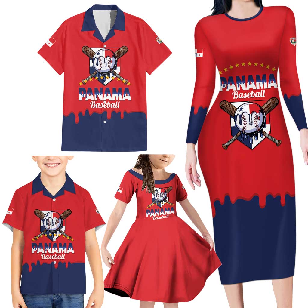 Panama 2026 Baseball Custom Family Matching Long Sleeve Bodycon Dress and Hawaiian Shirt Go Champions Drip Style