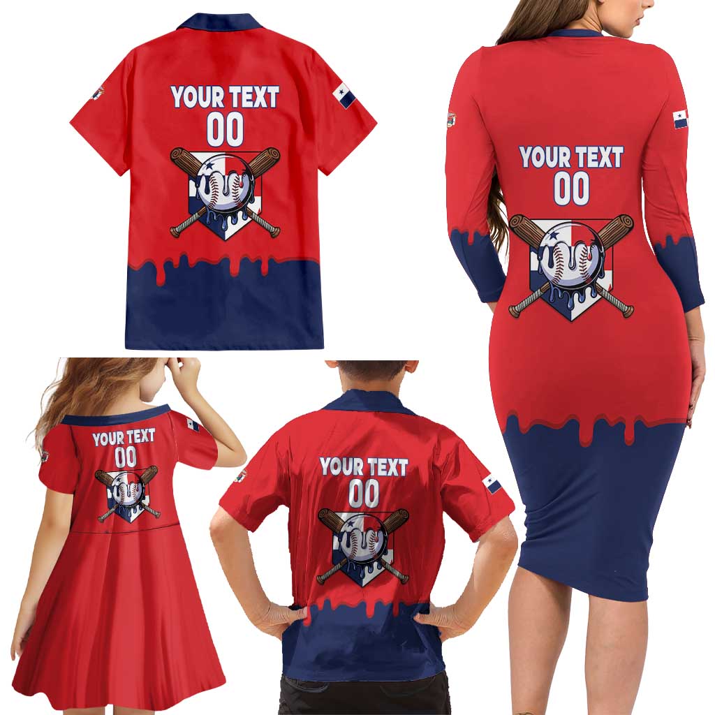 Panama 2026 Baseball Custom Family Matching Long Sleeve Bodycon Dress and Hawaiian Shirt Go Champions Drip Style