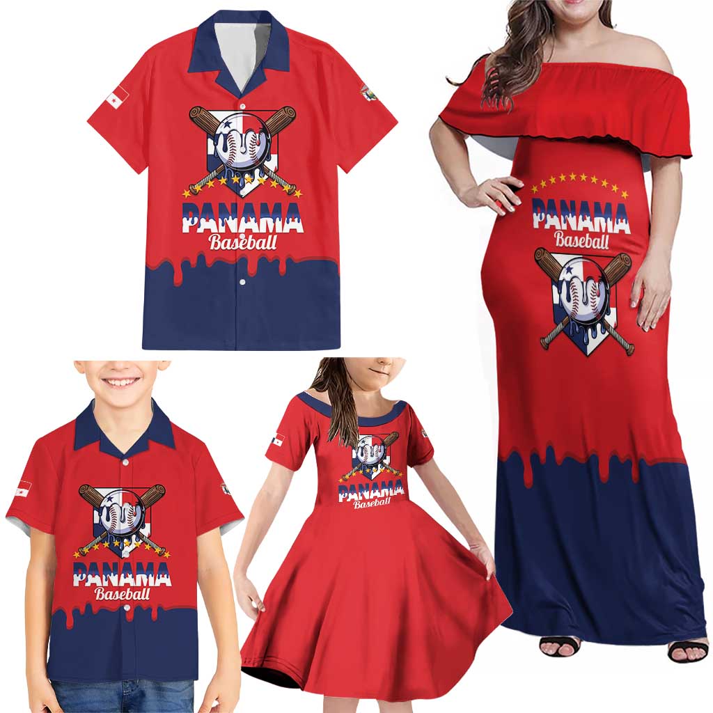 Panama 2026 Baseball Custom Family Matching Off Shoulder Maxi Dress and Hawaiian Shirt Go Champions Drip Style