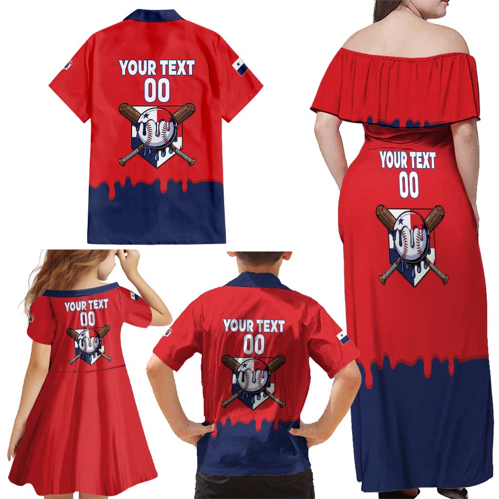 Panama 2026 Baseball Custom Family Matching Off Shoulder Maxi Dress and Hawaiian Shirt Go Champions Drip Style