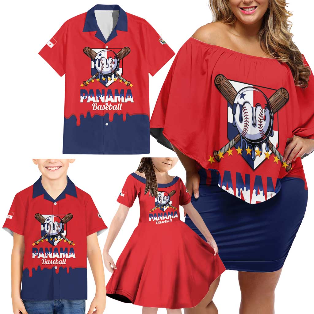 Panama 2026 Baseball Custom Family Matching Off Shoulder Short Dress and Hawaiian Shirt Go Champions Drip Style