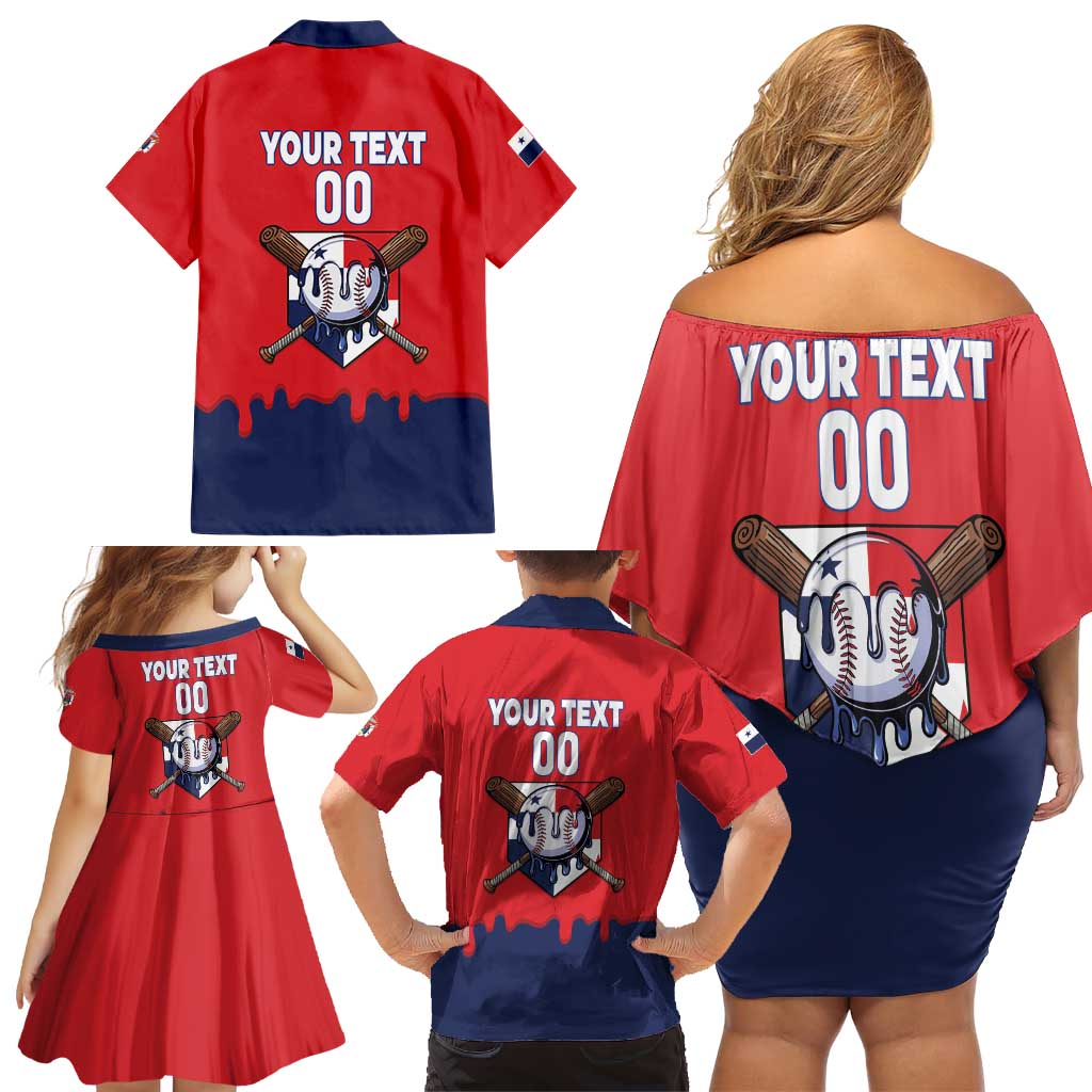 Panama 2026 Baseball Custom Family Matching Off Shoulder Short Dress and Hawaiian Shirt Go Champions Drip Style