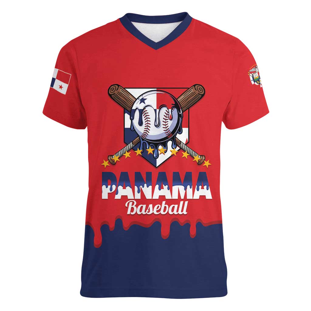 Panama 2026 Baseball Custom Women V-Neck T-Shirt Go Champions Drip Style
