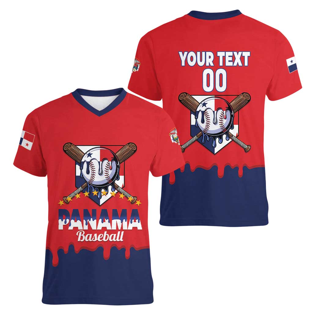 Panama 2026 Baseball Custom Women V-Neck T-Shirt Go Champions Drip Style