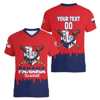 Panama 2026 Baseball Custom Women V-Neck T-Shirt Go Champions Drip Style