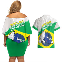 Brazil Jiujitsu Couples Matching Off Shoulder Short Dress and Hawaiian Shirt BJJ 2024 Flag Vibes - Wonder Print Shop