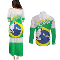 Brazil Jiujitsu Couples Matching Puletasi and Long Sleeve Button Shirt BJJ 2024 Flag Vibes - Wonder Print Shop