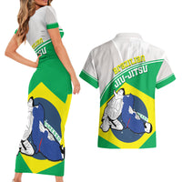 Brazil Jiujitsu Couples Matching Short Sleeve Bodycon Dress and Hawaiian Shirt BJJ 2024 Flag Vibes - Wonder Print Shop