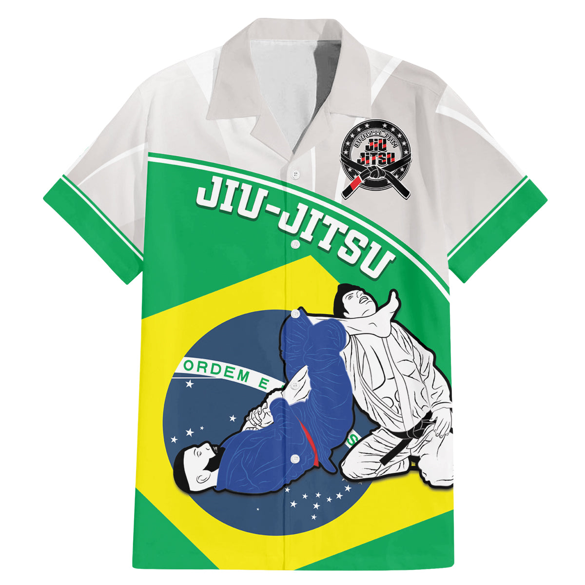 Brazil Jiujitsu Family Matching Mermaid Dress and Hawaiian Shirt BJJ 2024 Flag Vibes - Wonder Print Shop