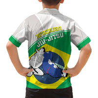 Brazil Jiujitsu Family Matching Short Sleeve Bodycon Dress and Hawaiian Shirt BJJ 2024 Flag Vibes - Wonder Print Shop