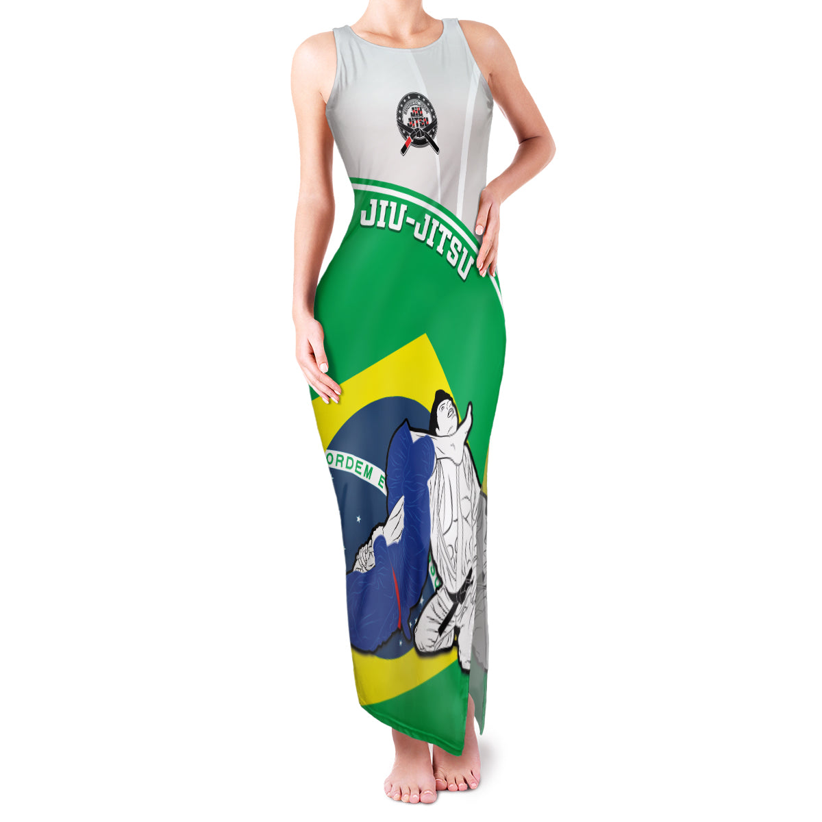 Brazil Jiujitsu Family Matching Tank Maxi Dress and Hawaiian Shirt BJJ 2024 Flag Vibes - Wonder Print Shop
