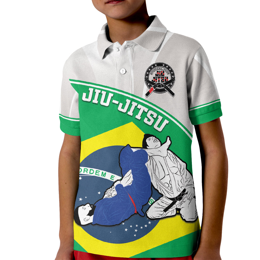 Brazil Jiujitsu Kid Polo Shirt BJJ 2024 Flag Vibes