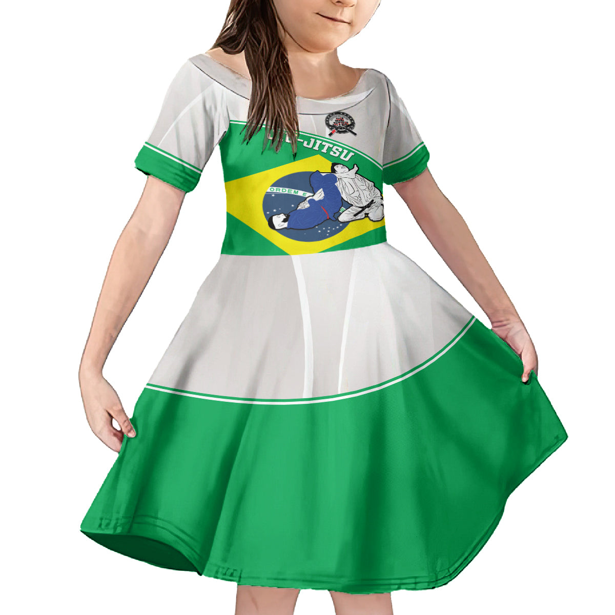 Brazil Jiujitsu Kid Short Sleeve Dress BJJ 2024 Flag Vibes - Wonder Print Shop