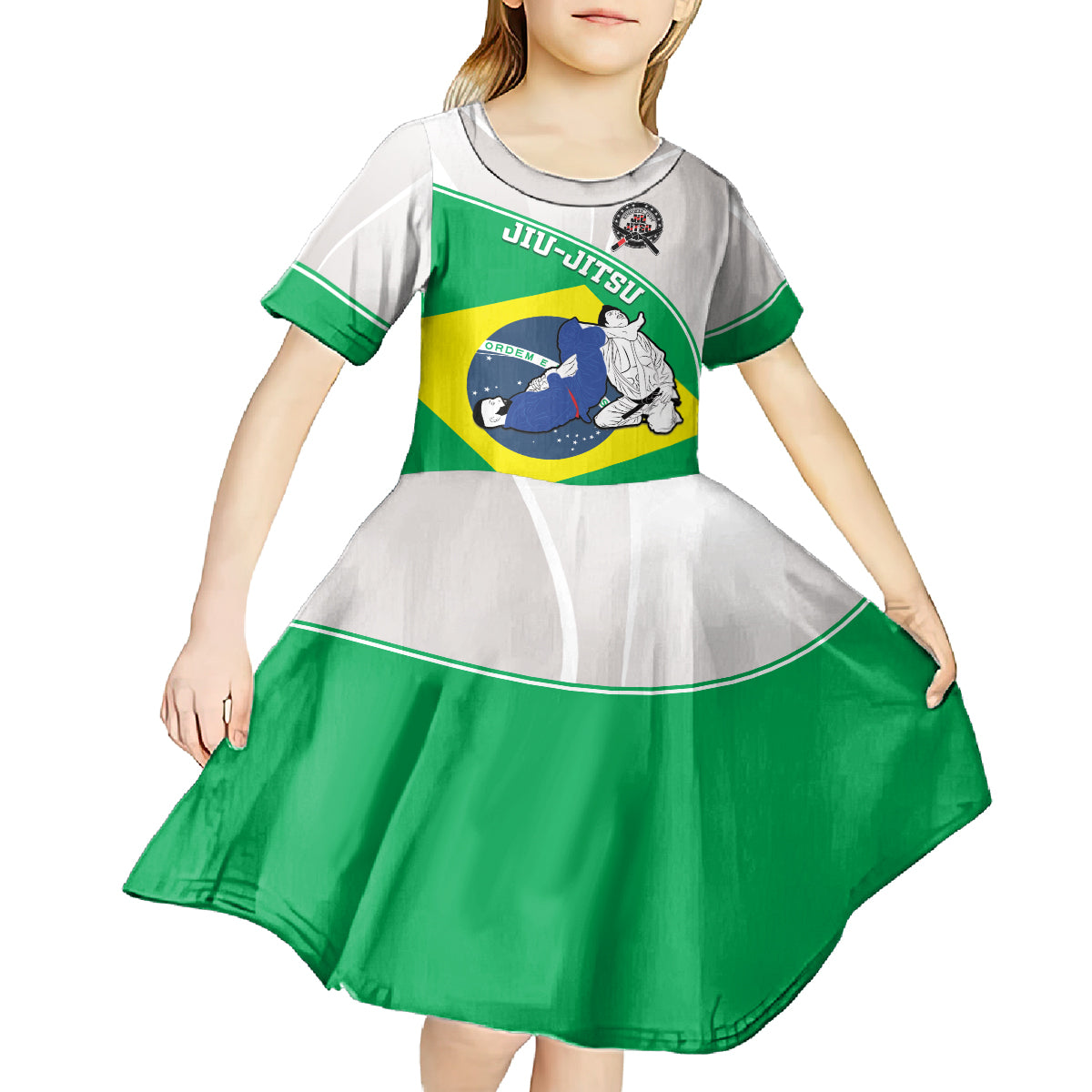 Brazil Jiujitsu Kid Short Sleeve Dress BJJ 2024 Flag Vibes - Wonder Print Shop