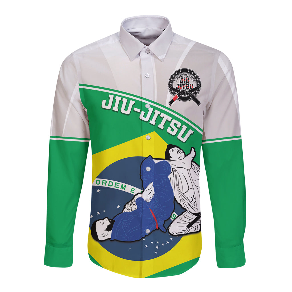 Brazil Jiujitsu Long Sleeve Button Shirt BJJ 2024 Flag Vibes - Wonder Print Shop