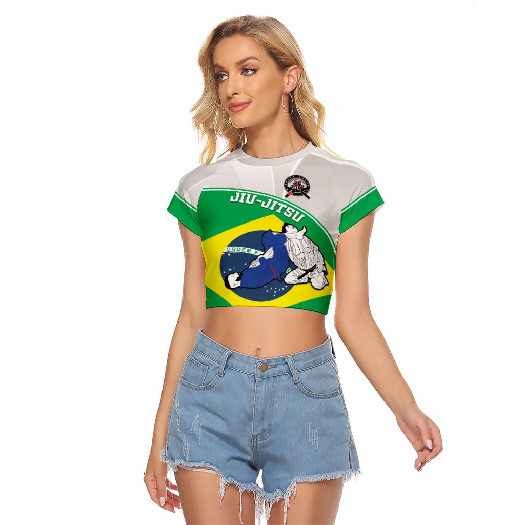 Brazil Jiujitsu Raglan Cropped T Shirt BJJ 2024 Flag Vibes - Wonder Print Shop